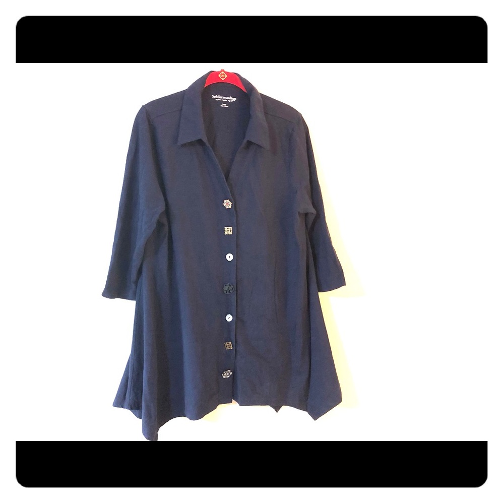 Soft Surroundings Blue Button Down Shirt